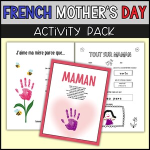 French Mother’s Day Handprint Craft | All About Mom | Handprint Template |  Gift for Mom | French Immersion | Gift for French Mom
