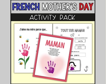 Manualidad francesa para el Día de la Madre: Huellas de manos: Todo sobre mamá (Descarga digital)