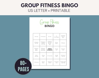 Printable Group Fitness Bingo Game for Adults | Fitness Challenge| Workout Bingo | Wellness and Movement Cards | Group Challenge