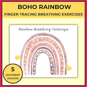 Boho Rainbow Finger Tracing Breathing Exercise Bundle | Calm Down Corner Activity | Emotional Regulation | Mindfulness for Kids