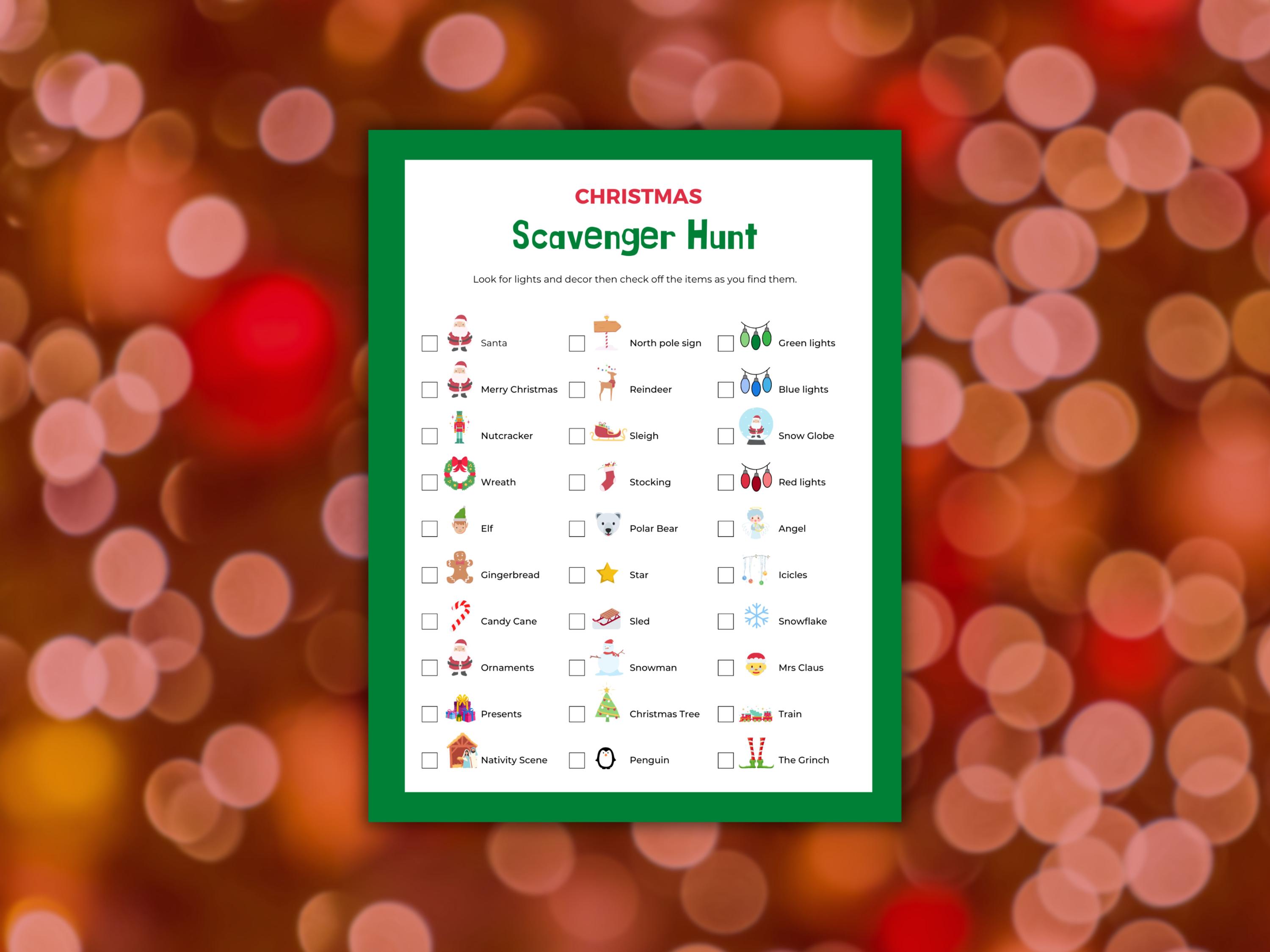 Printable Christmas Scavenger Hunt: Kids Activity Game (PDF) - Etsy