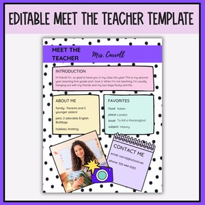 Editable Meet the Teacher Template | Back to School | Pastel and Polka ...
