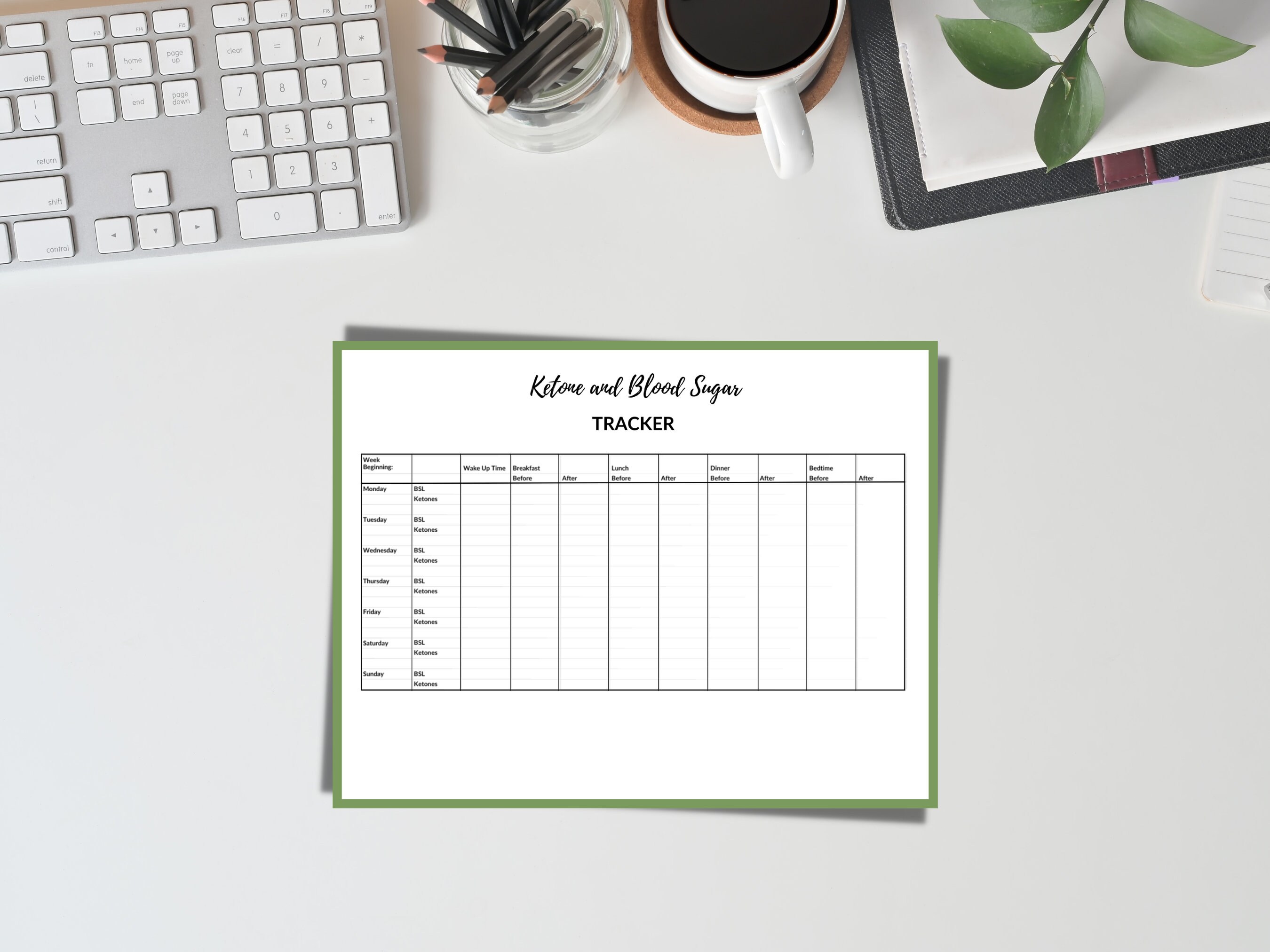 Keto Blood Sugar &amp; Ketone Tracker - Printable Keto Health Monitor ...