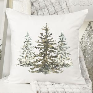Winter Trees Minimalist Covers Cozy Winter Decor Farmhouse Decor Forest Tree Pillow Cover Winter Decor Neutral Living Room Pine Tree Home