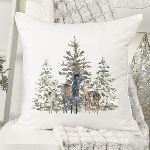 Winter Trees Minimalist Pillow Cover Cozy Winter Decor Farmhouse Decor Forest Tree Pillow Rustic Living Room Gift Cozy Winter Throw Pillow