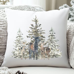 Winter Decor Farmhouse Winter Trees Minimalist Pillow Cover Cozy Decor Forest Tree Pillow Rustic Living Room Gift Cozy Winter Throw Pillow