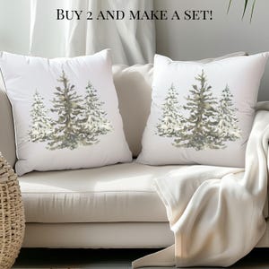 Pillow Cover For Couch Pine Trees Forest Pillow Decor pine tree pillow cover watercolor winter forest decor modern farmhouse style throw pillow for couch or great room seasonal holiday cushion minimalist woodland christmas decor gift idea cozy rustic home accent winter farmhouse pillow cover decoration
