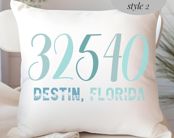 Personalized Collage Dorm Room Gift Zip Code Pillow Coastal Beach House Decor Vacation Home Gift Housewarming Present New Home Design Square
