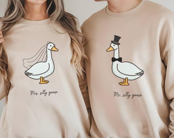 Honeymoon Sweatshirt Cute Matching Couple Wedding Gift Mr and Mrs Silly Goose Gift for Bride Groom Funny Gift Newlywed Engagement Present