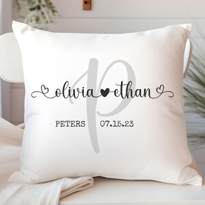 Custom Wedding Gift With Bride And Groom Names And Date Bridal Shower Gift Home Decor Pillow Keepsake For Bride And Groom With Wedding Date