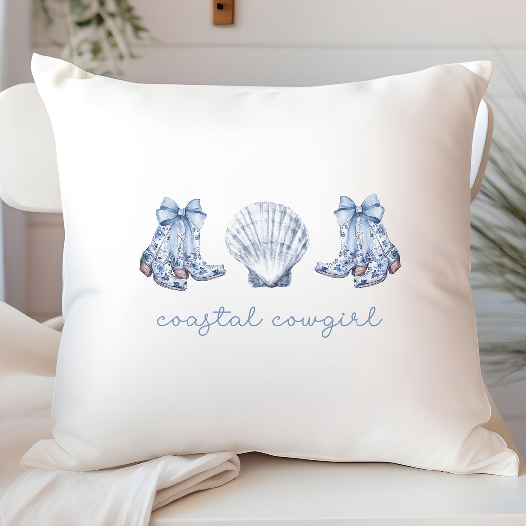 Coastal Cowgirl Room Decor Western Beach Boots Accent Pillow Cover ...