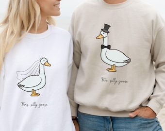Silly Goose Gift For Couple Wedding Gift Matching Honeymoon Shirt Funny Mr and Mrs Silly Goose Sweatshirt Engagement Newlywed Gift For Bride