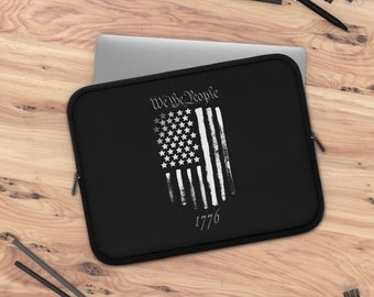 American Flag Laptop Sleeve, We The People Patriotic 13 inch, 15 inch, Protective Cover, Macbook, Dell, Chromebook, PC, Apple Laptop Sleeve