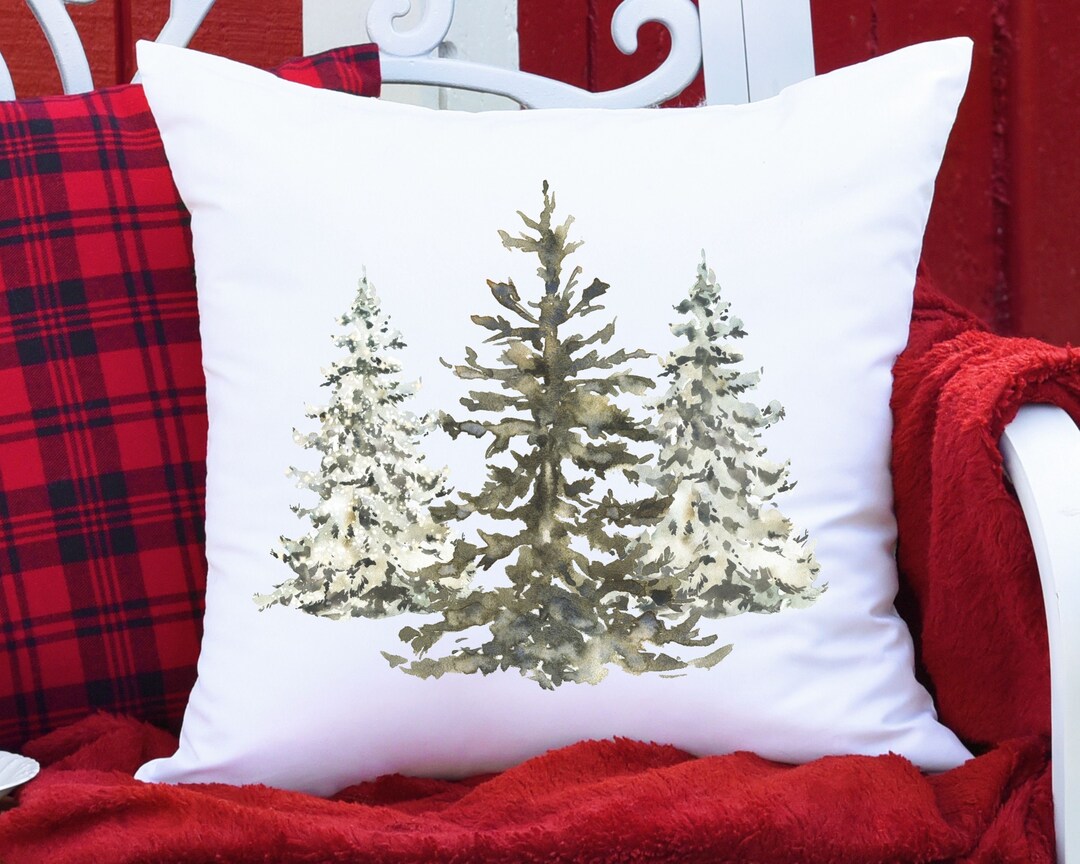Winter Trees Pillow Cover, Cozy Winter Decor, Farmhouse Decor, Forest