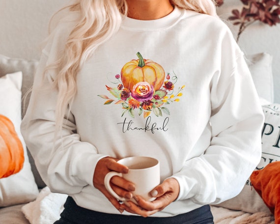 Fall Sweatshirts Hello Fall Oversized Thanksgiving Sweatshirt Thankful Long sleeve Watercolor Fall Pumpkin Sweater Fall Graphic Shirts Etsy UK