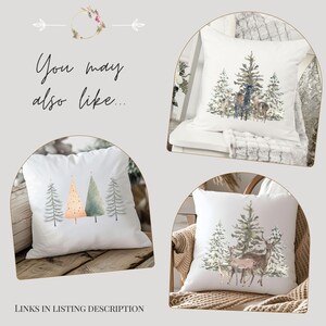 Modern Farmhouse Winter Pillow Cover For Couch Pine Trees Forest Pillow Decor Watercolor Winter Woodland Home Minimalist Great Room Gift image 8