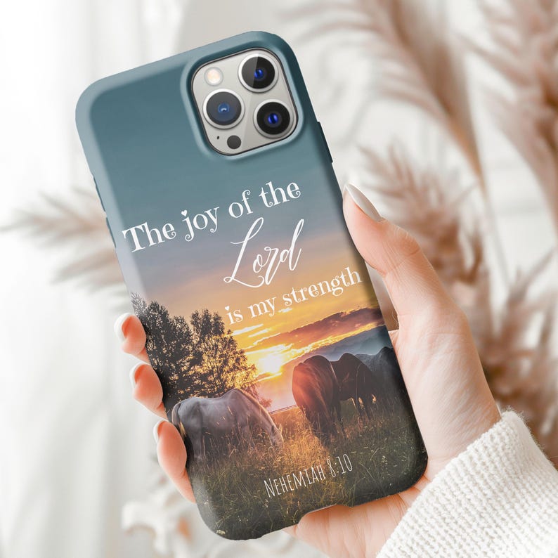 Lord is My Strength Horse Lovers Phone Case Christian Bible Verse Phone Case Psalm The Joy of the Lord is My Strength Horse Lovers Phone Case For Horse Girl Christian Case For iPhone
