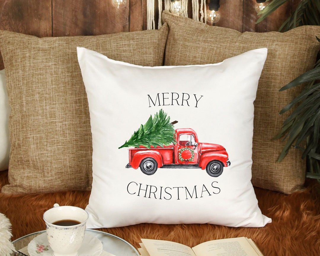 Classic Red Truck Christmas Pillow Cover, Christmas Gift Idea