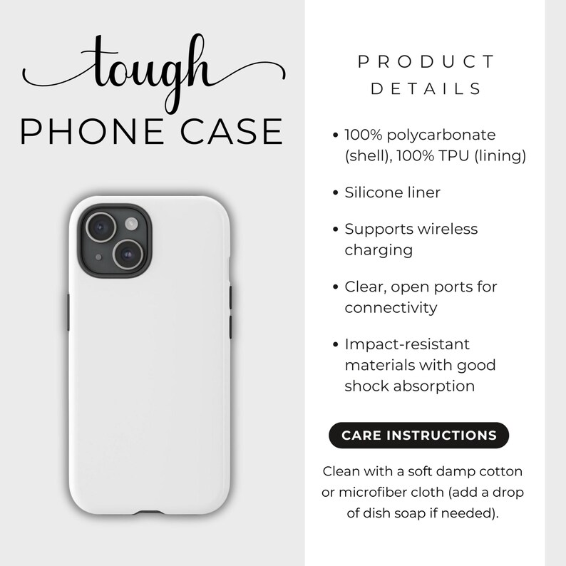Op de afbeelding: Witte telefoonhoes met een zwarte camera lens uitsparing. De hoes is gemaakt van polycarbonaat en TPU en is ontworpen om je telefoon te beschermen tegen vallen en krassen. Het ondersteunt ook draadloos opladen.