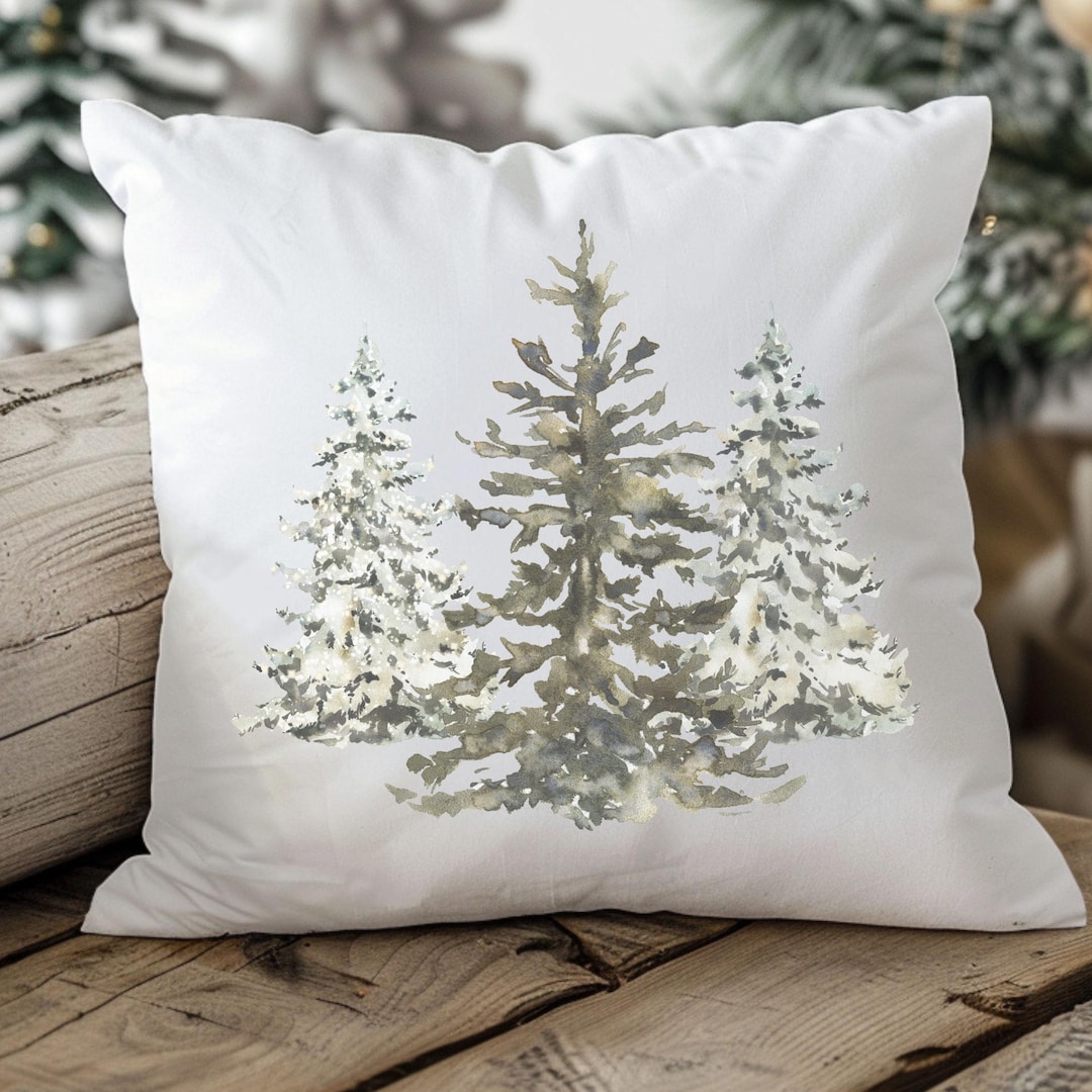 Modern Farmhouse Winter Pillow Cover for Couch Pine Trees Forest Pillow ...