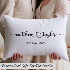 Engagement Gift For Couple Custom Wedding Gift For Bride And Groom Personalized Wedding Shower Gift For New Couple Name Date Pillow Keepsake