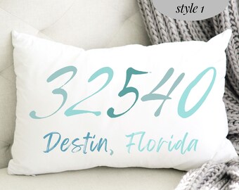 Personalized Collage Dorm Room Gift Zip Code Pillow Coastal Beach House Decor Vacation Home Gift Housewarming Present New Home Design Lumbar