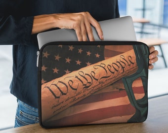 American Flag Laptop Sleeve, We The People Patriotic 13 inch, 15 inch, Protective Cover, Macbook, Dell, Chromebook, PC, Apple Laptop Sleeve