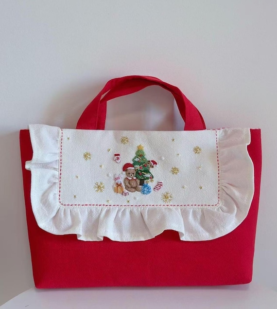 Hand Embroidered cotton tote bag Cotton fabric bag Forest animals embroidery bag Handmade fabric bag Woodland animal design