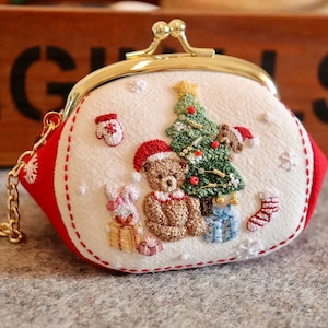 Monederos de oso bordados a mano Regalos de Navidad Regalos hechos a mano Recuerdos personalizados Regalos únicos