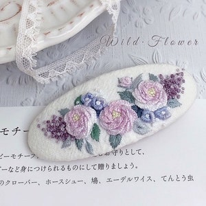 Hand embroidered hair clip 3D flower hair clips Pink hair clip Wedding hair clip Gift for girl Toddler hair clips Fabric hair clips