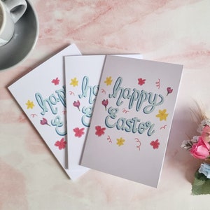 Osterkartenset, Bündel Osterkarten, Blumenkarte, kleine Osterkarten, handgemachte Osterkarten, Frühlingsblumenkarte, Osterkartenpackung