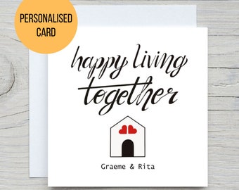 HOUSEWARMING CARD, Personalised living together card, moving in together card, personalised card, card for a couple, card for friends