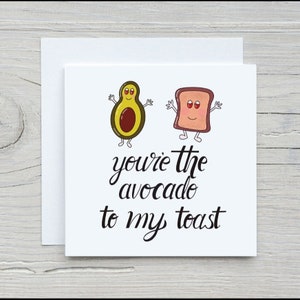 Avocado und Toast Punny Karte, Valentinstagskarte, Avocado Karte, süße Valentinstagskarte, Geburtstagskarte für Freundin, Valentinstag Frau