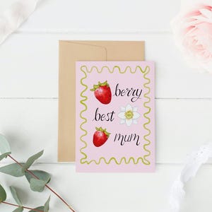 Glückliche Mutter-Tageskarte, Beere beste Mutter, Erdbeer-Wortspiel-Karte, lustige Karte für Mutter, Mutter-Tageskarte, nette Karte für Mutter, Geburtstagskarte für Mutter