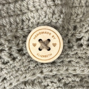 Personalised Wooden Buttons: Handmade Knitting Crochet Tags
