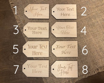 Gift Tag, Name Tag, Personalised Gift Tags, Engraved Wooden Tags, Any Text, Happy Birthday, Thank You, Name, Address Tag