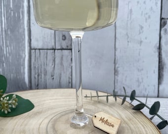 Personalised Wooden Wine Glass Charm: Wedding Favor Place Setting