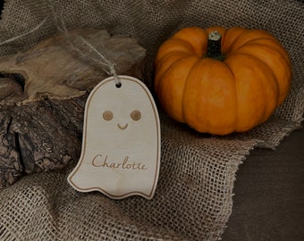 Halloween Wooden Gift Tag, Ghost, Witch, Hat, Pumpkin, Gift Tag, Boo Basket
