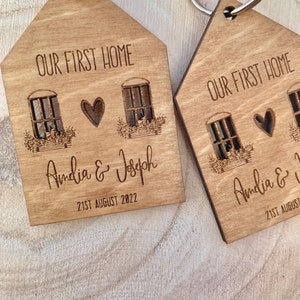 First Home Keyring, First Home, House Keyring, Housewarming Gift, Wooden, New Home, New House, 1st Home, Personalised, Keychain, Keyring