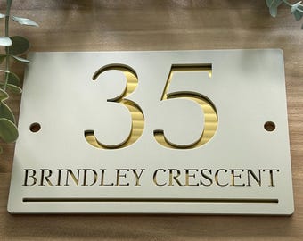 House Number Sign, Acrylic Modern Door Number & Road Name Plaque – Custom Address Sign for New Home or First Home Gift