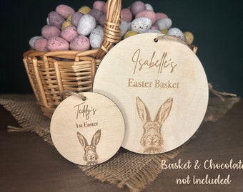 Easter Gift Tag, Personalised, Reusable, Easter Bunny, Gift Tag, Easter Basket, Easter Tag, Wooden, Egg Hunt, 1st Easter, Circle