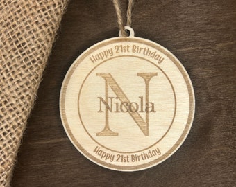 Gift Tag, Personalised, Wooden, Birthday, Name