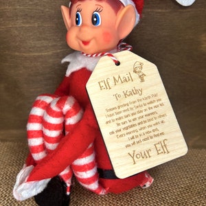 Elf Arrival Tag, Elf Message, Wooden, Personalised, Christmas, Elf Mail, Prop, Gift Tag