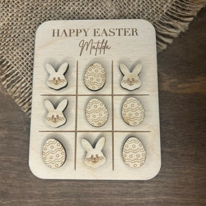 Easter Gift, Pocket Size, Noughts and Crosses, Tic Tac Toe, Wooden, Personalised, Favour, Easter Party, Easter Egg Hunt