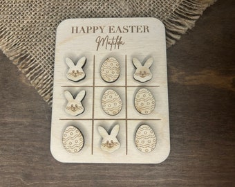 Easter Gift, Pocket Size, Noughts and Crosses, Tic Tac Toe, Wooden, Personalised, Favour, Easter Party, Easter Egg Hunt