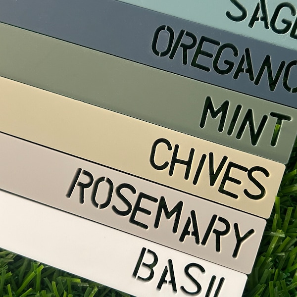 Herb and Vegetable Plant Markers, Coloured Acrylic, Seed Markers, Markers & Stakes, Herb Labels, Garden Decor, Herb Labels,