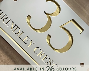 House Number Sign, Acrylic Modern Door Number & Road Name Plaque – Custom Address Sign for New Home or First Home Gift