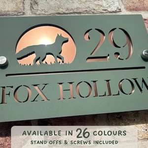 House Number Sign, Acrylic Modern Door Number & Road Name Plaque – Custom Address Sign for New Home or First Home Gift Fox Woodland Design