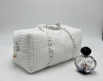 Original and UNIQUE white quilted honeycomb toiletry bag