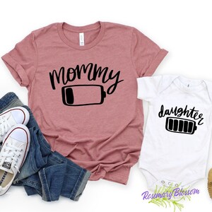 Mother daughter Battery Shirt, Matching Mommy and Me shirt, Baby Boy, Baby Shower Gift for Mom, New Baby, Mother's Day, Mothers Day Outfit